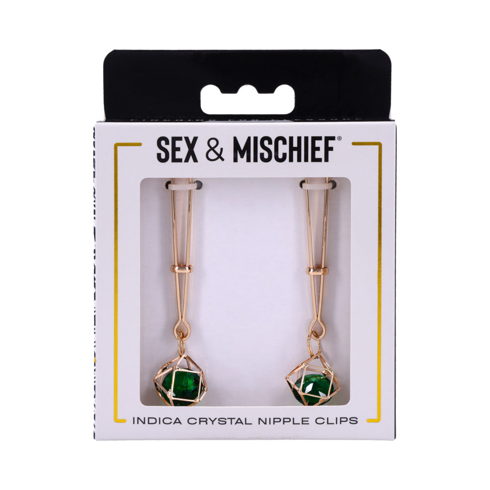 SS S&M Indica Crystal Nipple Clips - Adjustable Pleasure Accessory